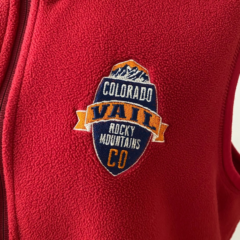 Vail Colorado Fleece Full Zip Vest Red - Picture 3 of 13